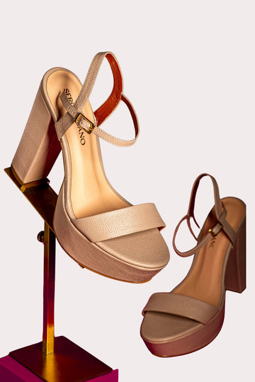 Tacón Cuero 14cm Nude