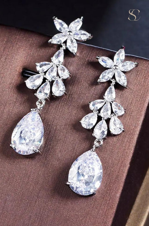 Pendientes flores plata