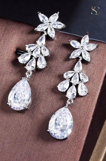 Pendientes flores plata
