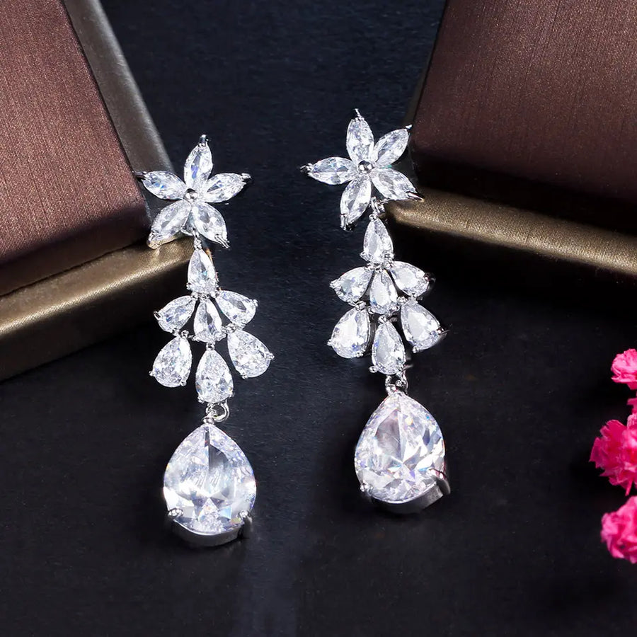 Pendientes flores plata