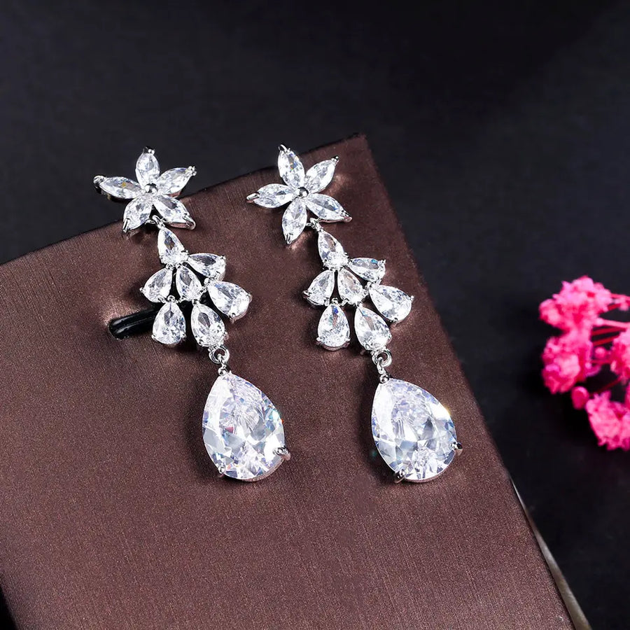 Pendientes flores plata