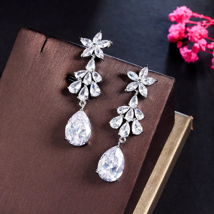 Pendientes flores plata